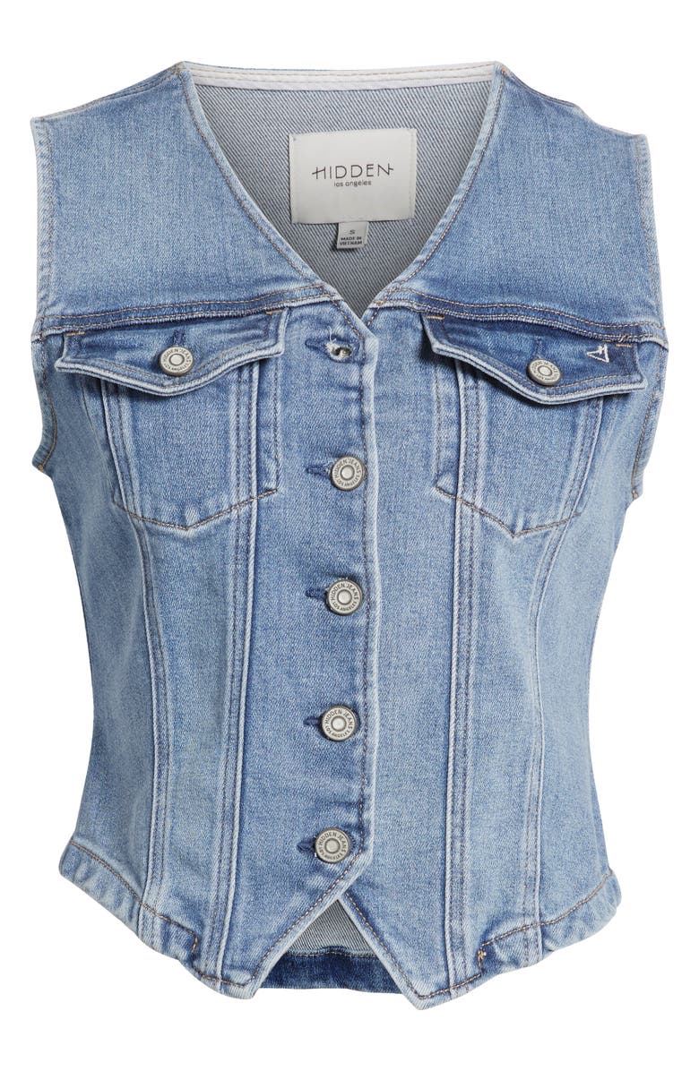 HIDDEN JEANS Fitted Denim Vest, Alternate, color, Med Wash