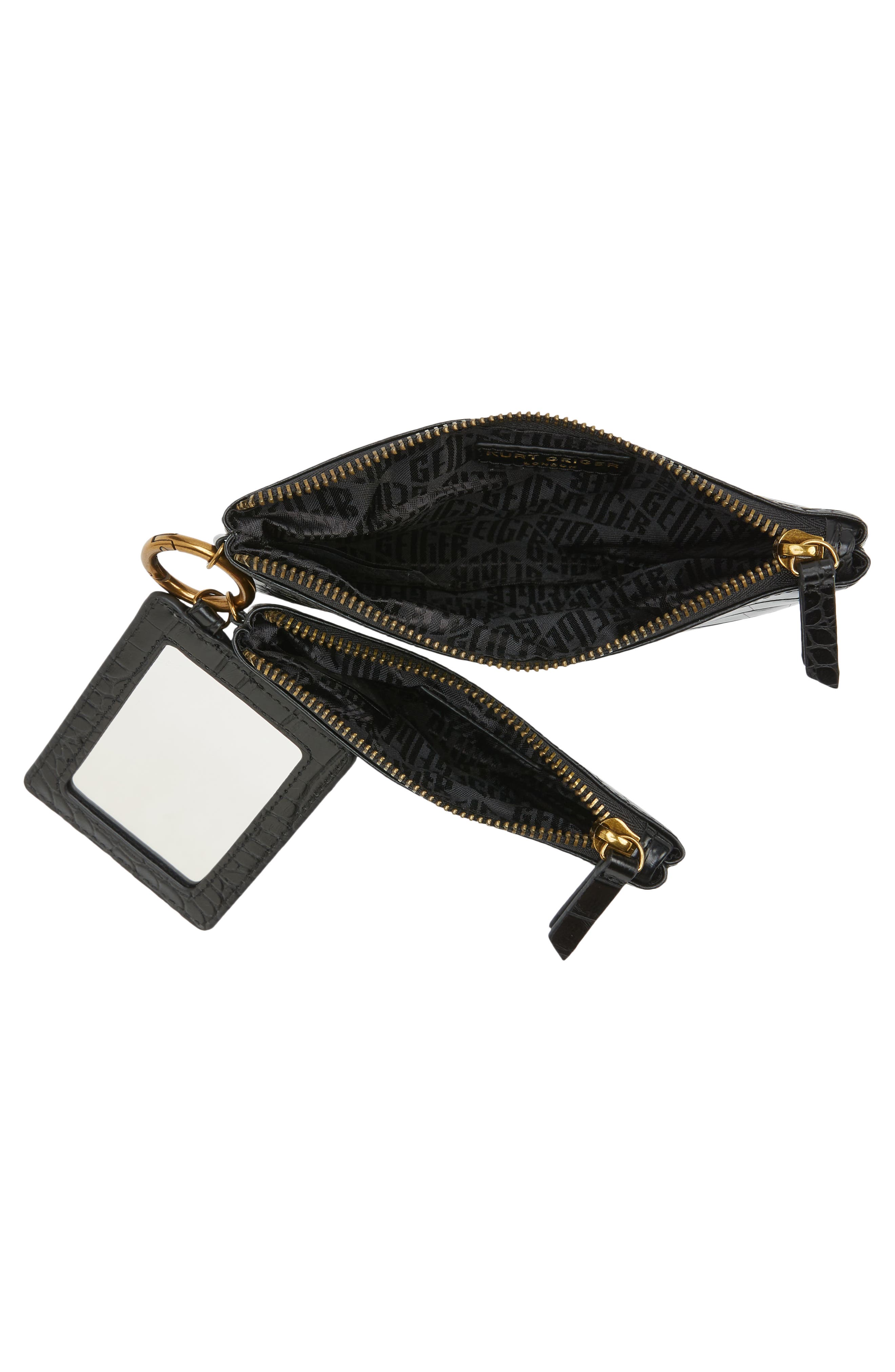Faux Leather Card Case & Two Pouches Set, Alternate, color, BLACK