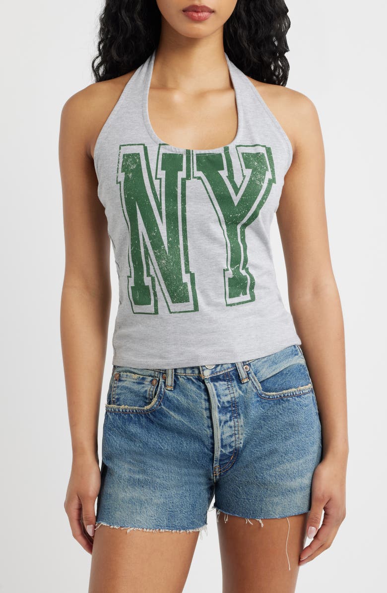 Vinyl Icons NY Halter Top, Main, color, Heather Grey