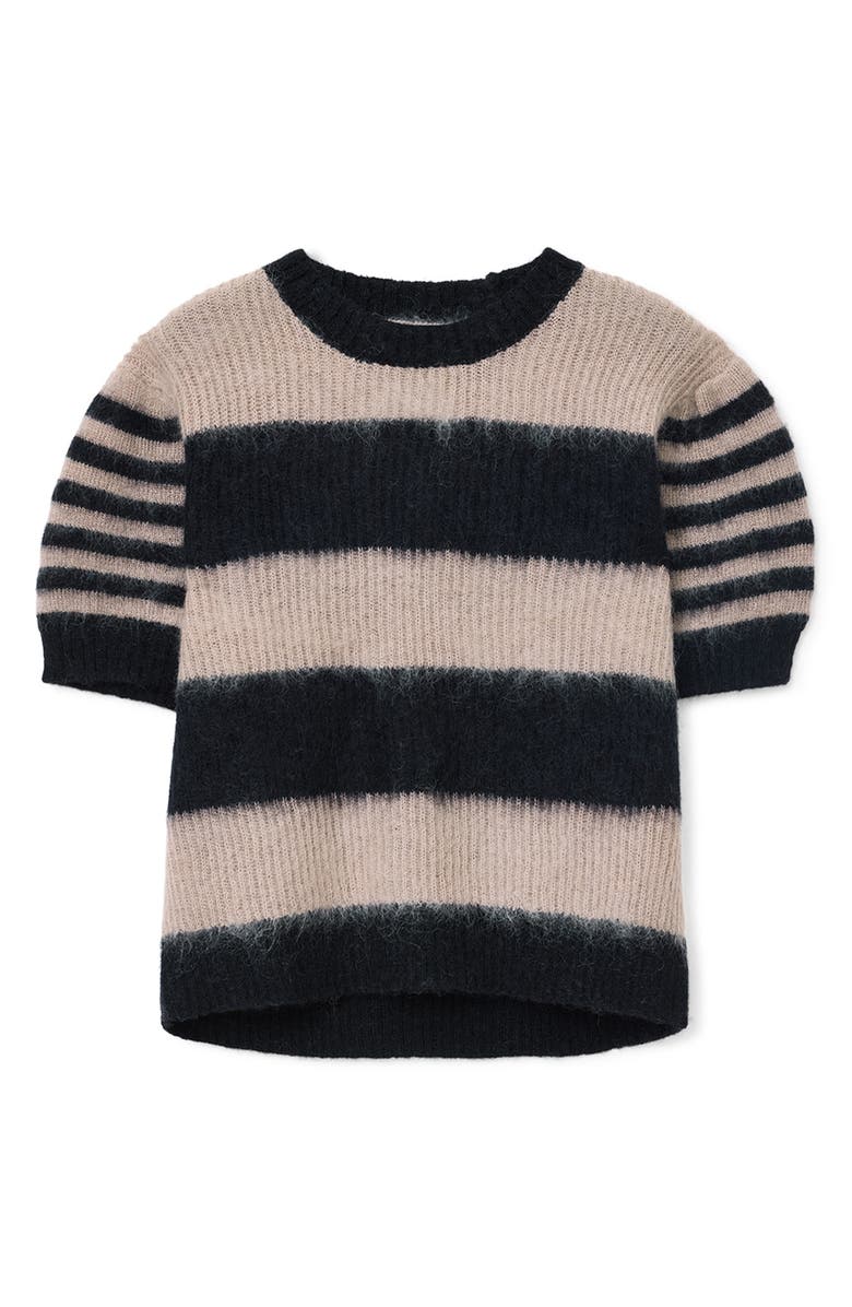 AllSaints Clem Stripe Puff Sleeve Wool & Mohair Blend Sweater, Alternate, color, 