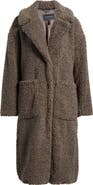 BCBGMAXAZRIA Notch Collar Faux Shearling Long Coat