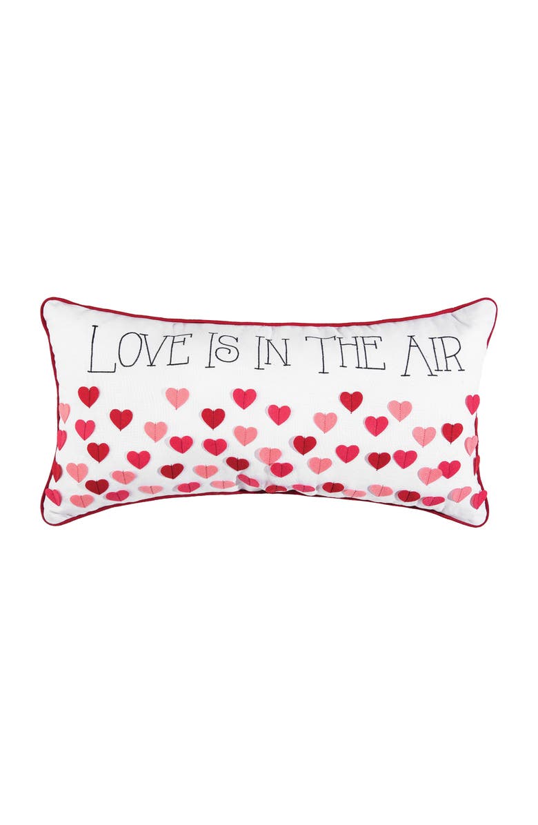 C&F Home "Love Is In The Air" Mini Embroidered Valentine's Day Accent Pillow 12" x 24", Main, color, Red