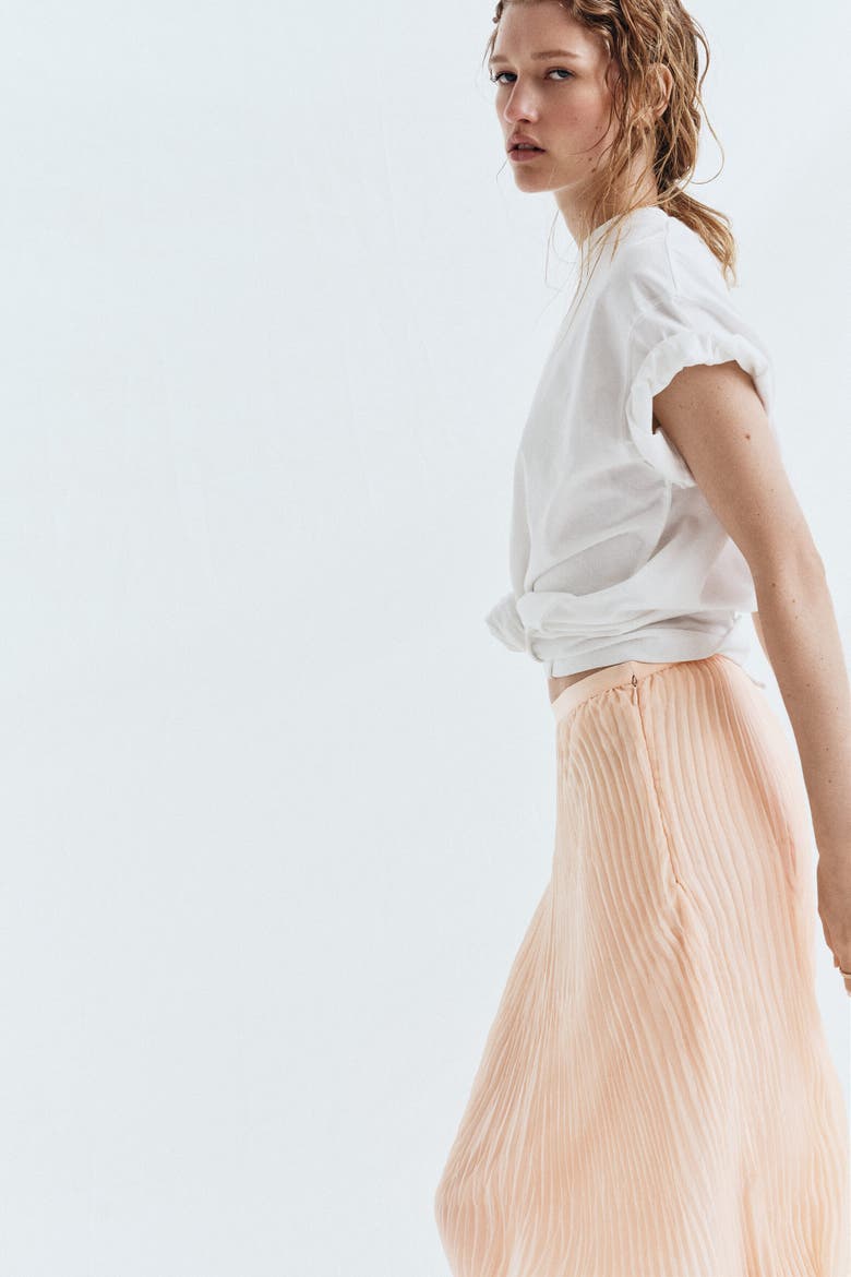 Plissé Handkerchief Skirt, Alternate, color, Light pink