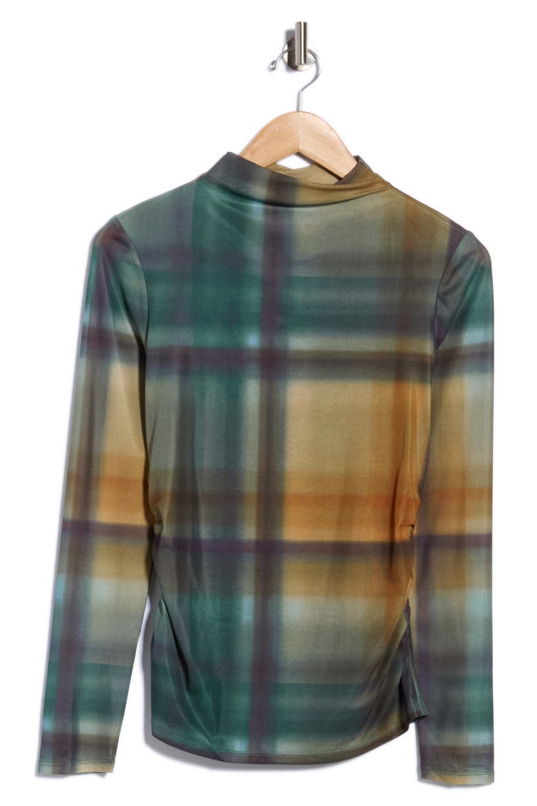 Long Sleeve Mesh Mock Neck Top, Main, color, BLUE