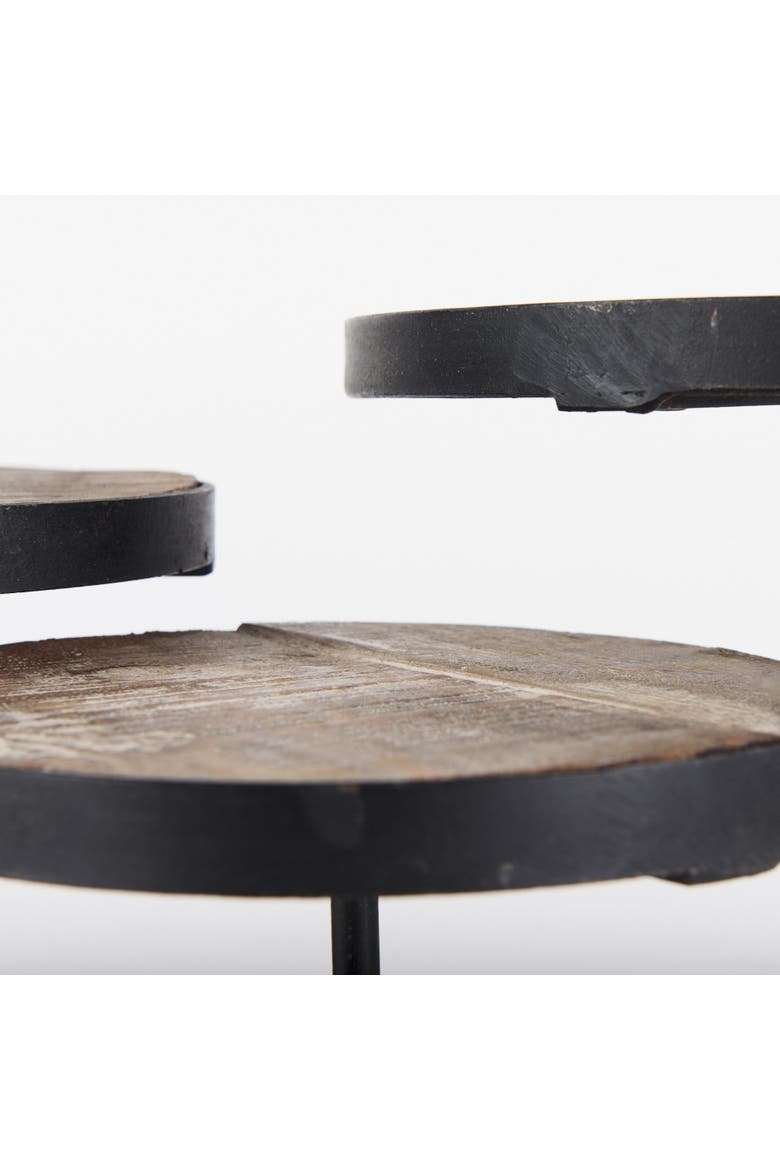 Lorenz Wood with Metal Base Round Decorative Stands, Alternate, color, Black