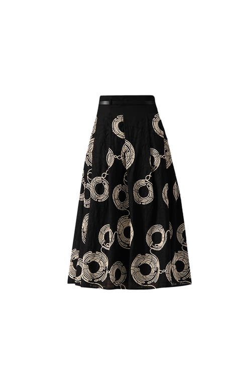 Ivonne Embroidered Midi Skirt With Belt In Multi