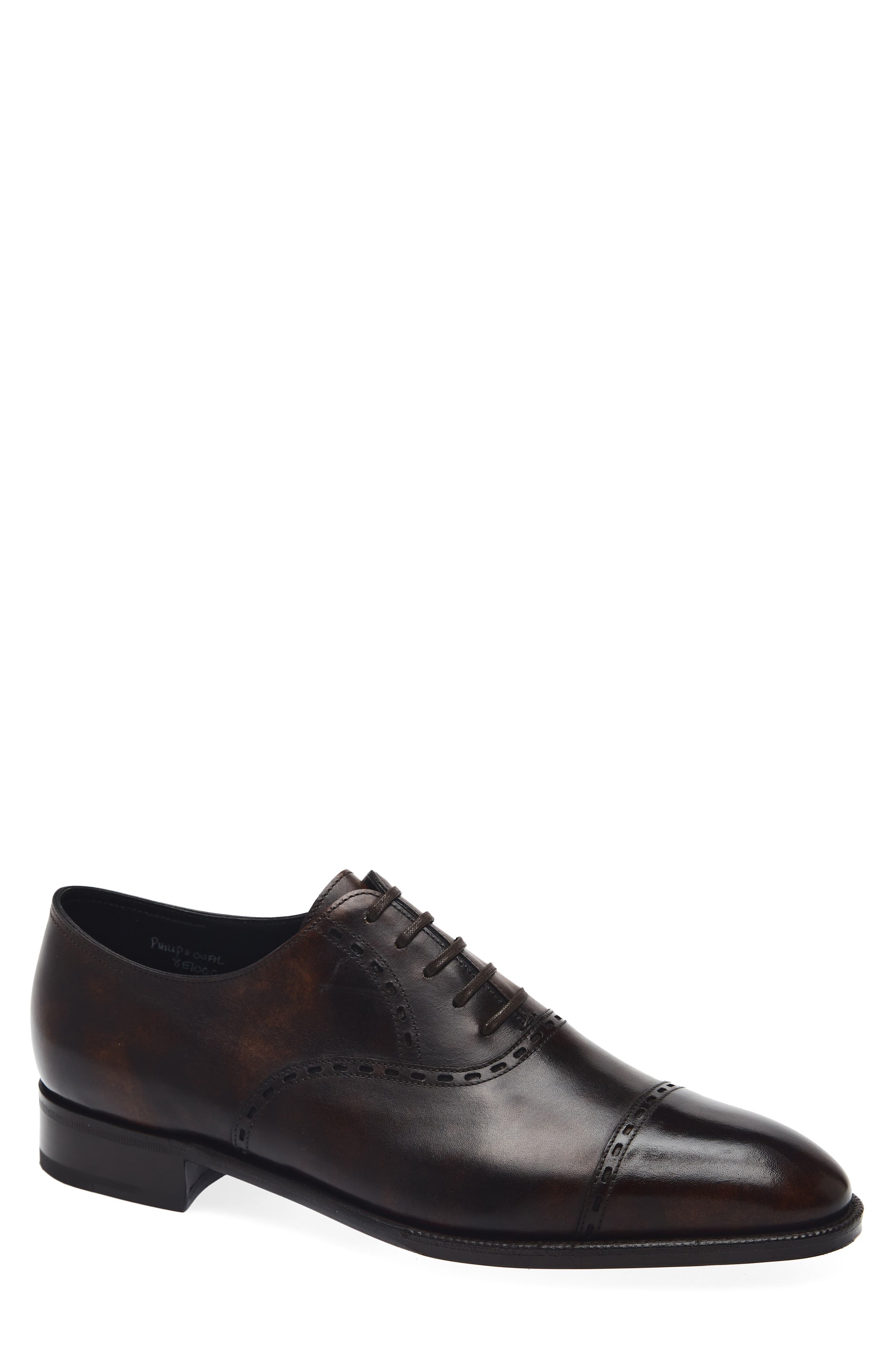 John Lobb Philip II Oval Cap Toe Oxford, Main, color, Dark Brown