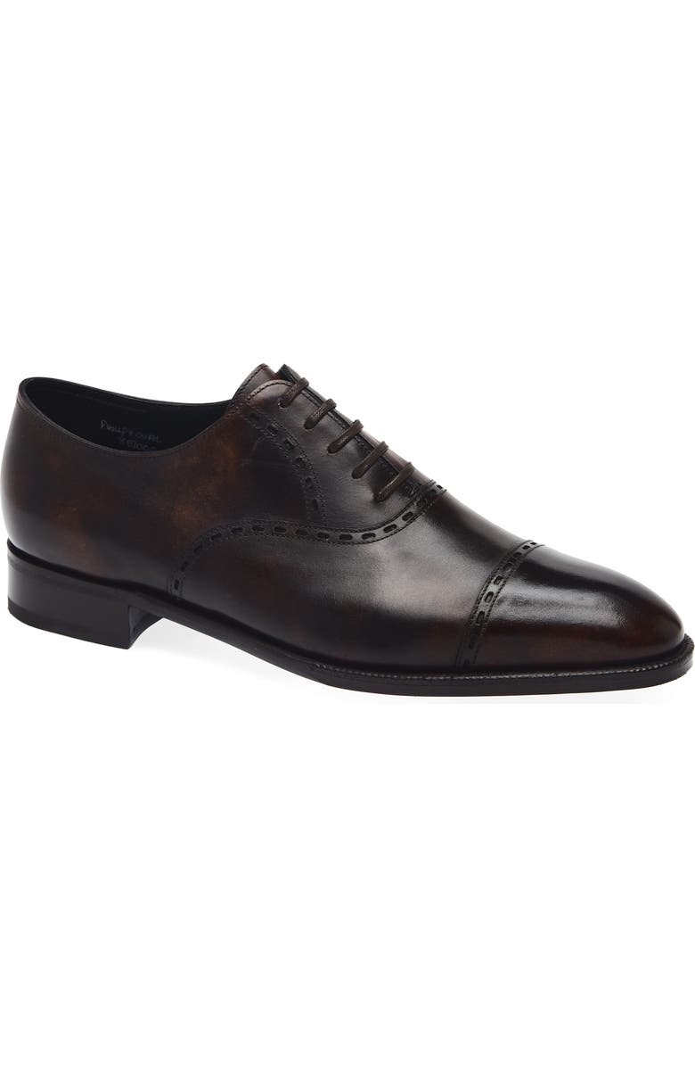 John Lobb Philip II Oval Cap Toe Oxford, Main, color, Dark Brown