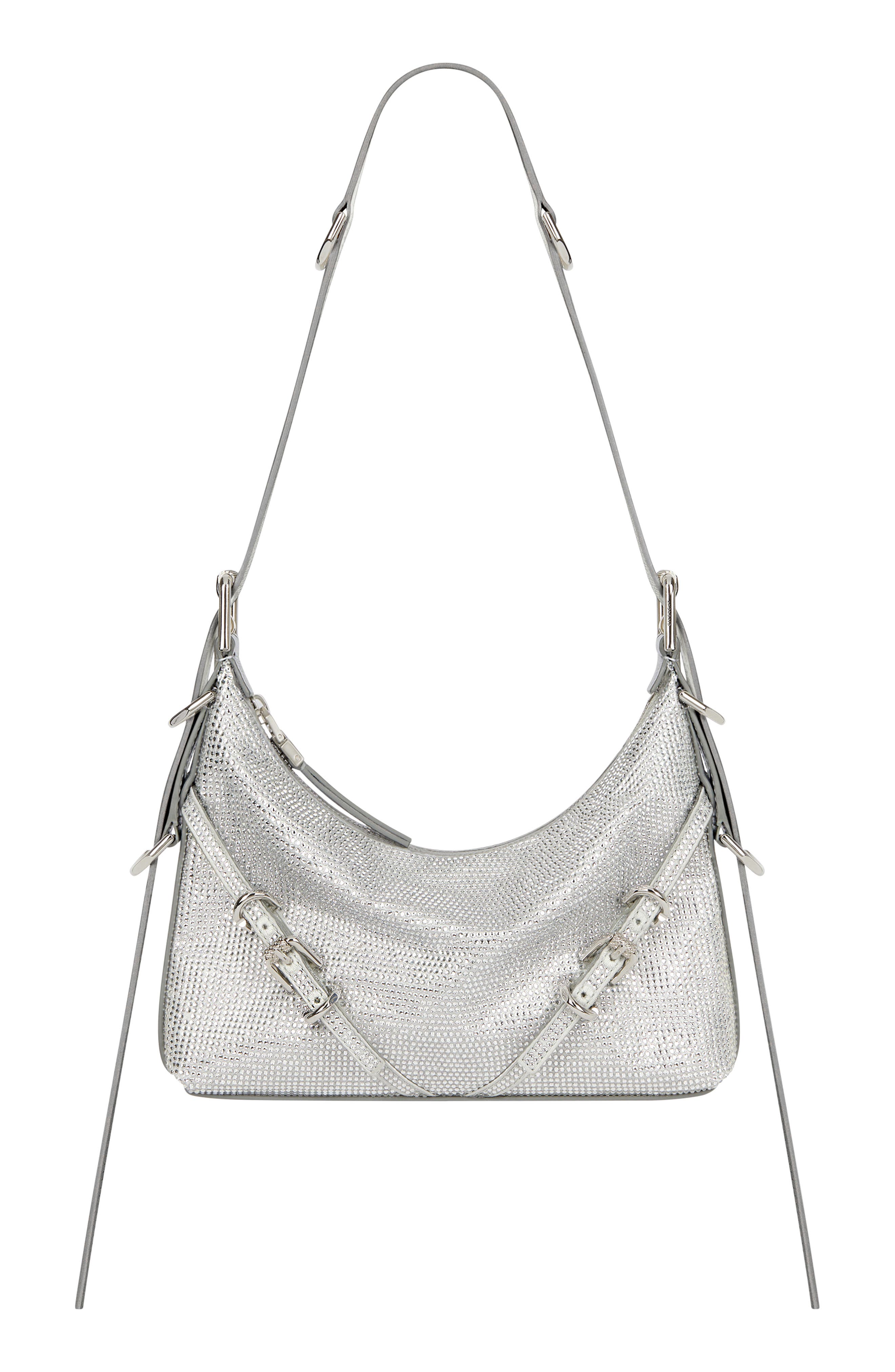 Givenchy Mini Voyou Crystal Embellished Silk Hobo, Main, color, 