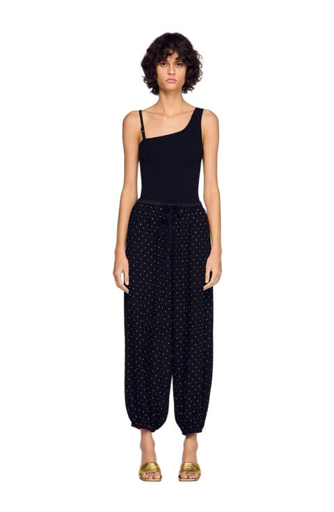 Rhinestone wide-leg trousers