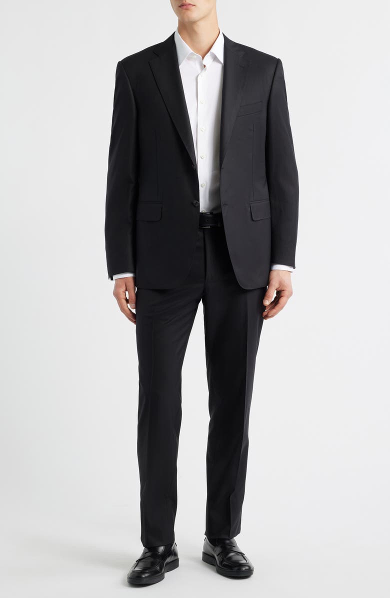 Canali Siena Regular Fit Solid Super 180s Wool Suit, Main, color, Black