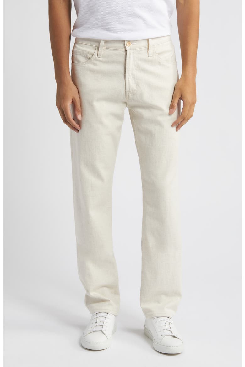 Everett Slim Straight Leg Cotton & Linen Blend Jeans, Main, color, NATURAL