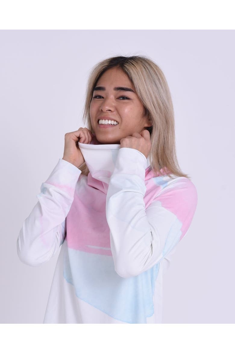 High Neck Baselayer Top Watercolour Women's, Alternate, color, Pink, Multicolor