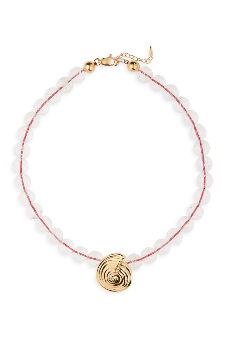 Spiral Pendant Beaded Necklace, Main, color, GOLD