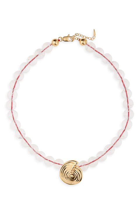 Spiral Pendant Beaded Necklace