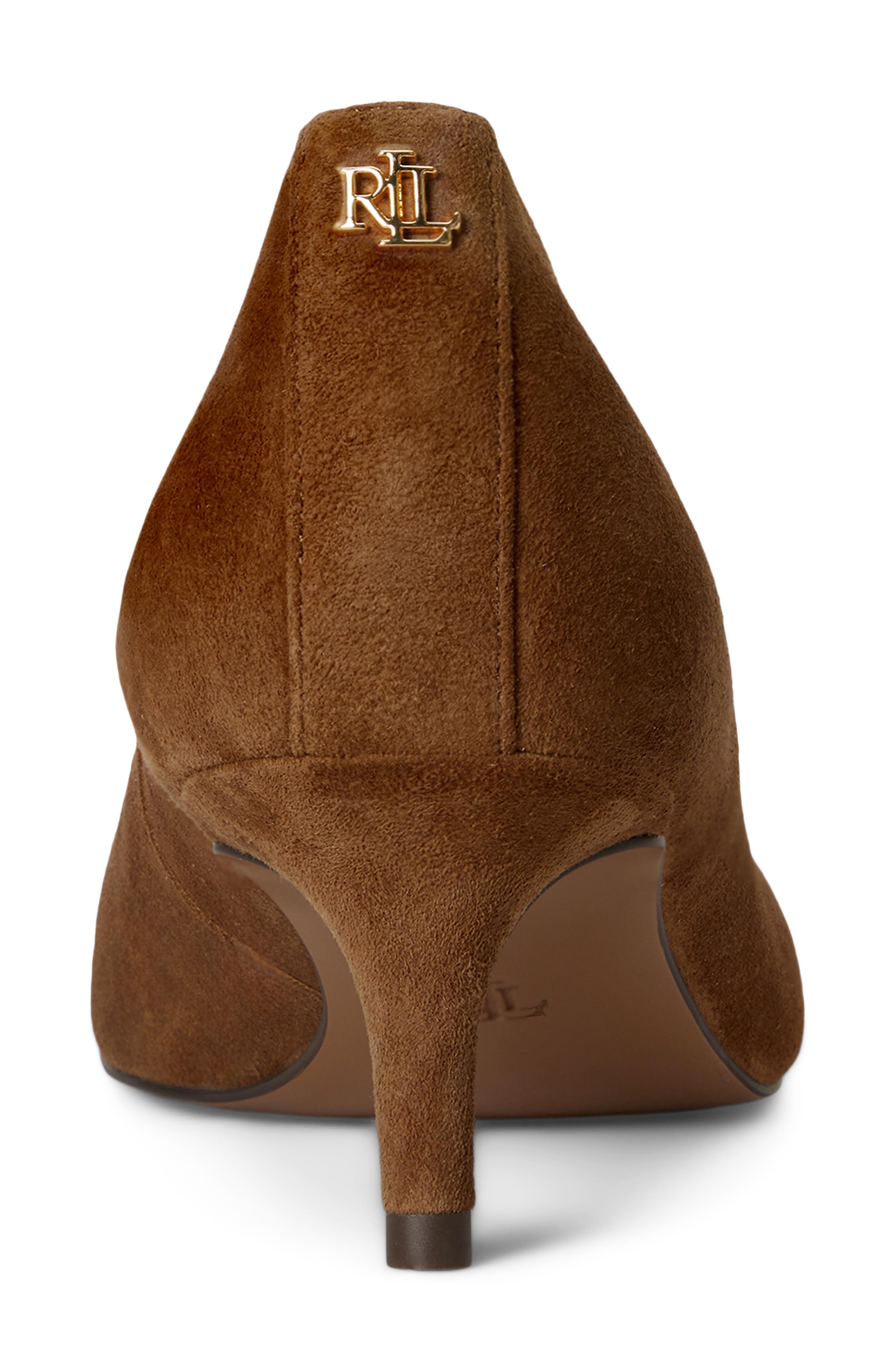 Lauren Ralph Lauren Adrienne Pointed Toe KItten Heel Pump, Alternate, color, Light Tobacco