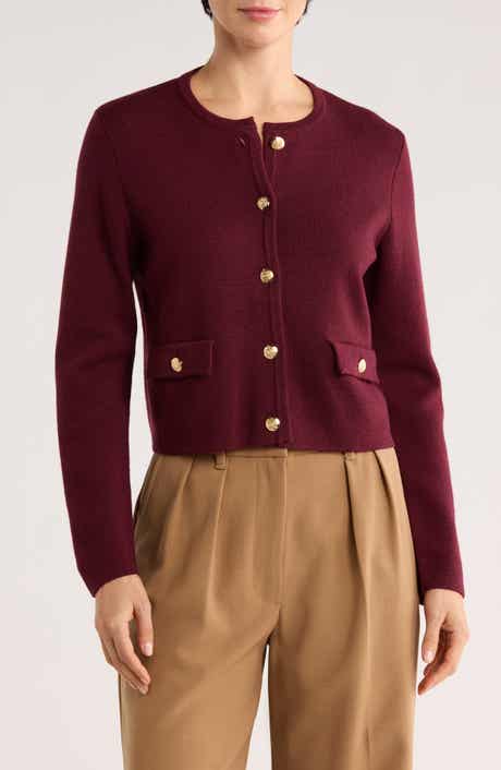 Bruno Magli Merino Wool Crop Cardigan
