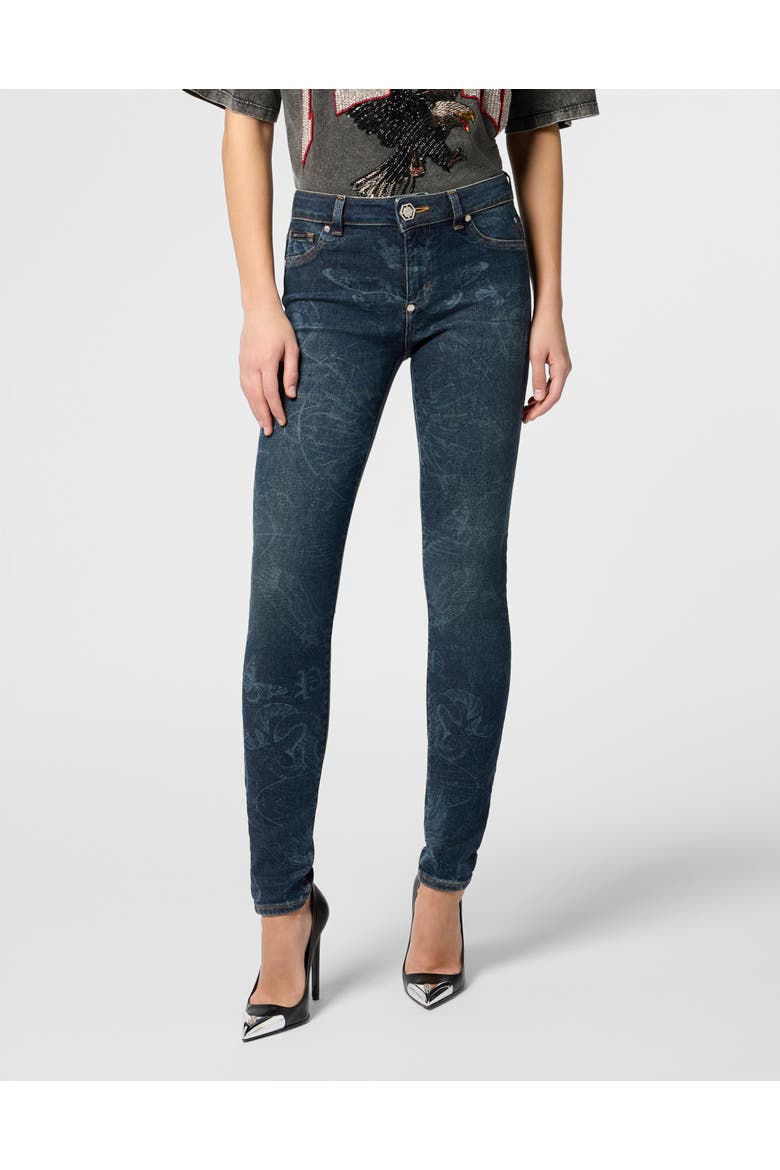 Jeggings Butterfly Tattoo Women, Main, color, Dotline Blue