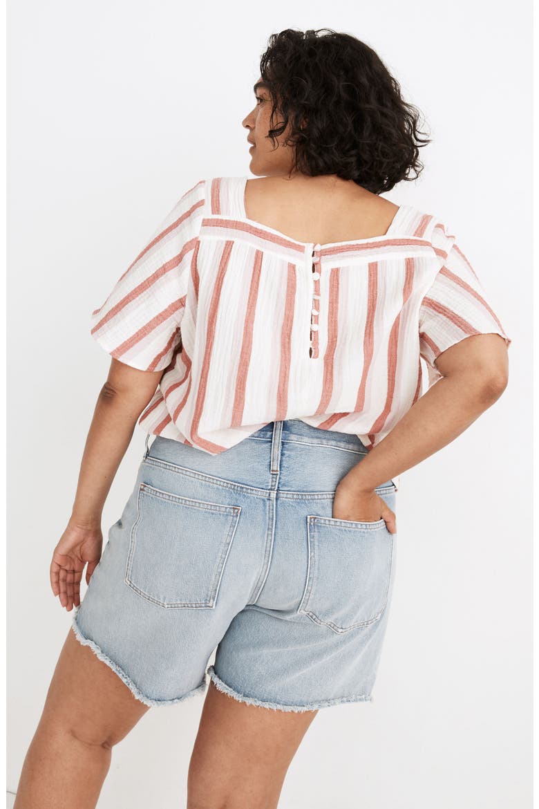 Relaxed Mid-Length Denim Shorts: Ripped Edition, Alternate, color, SELTON WASH