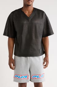 PURPLE BRAND Leather Mesh T-Shirt