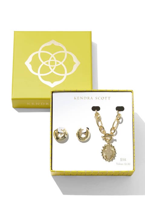 Mama Mikki Huggie Hoop Earrings & Pendant Gift Set
