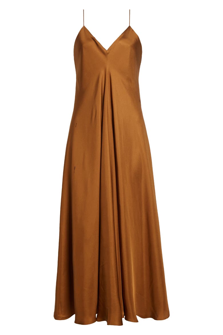 Silk Asymmetric Slipdress, Alternate, color, TAN