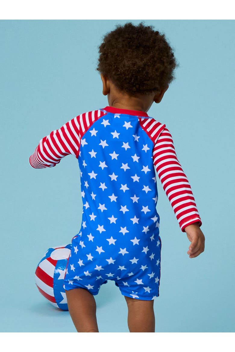 Boys Long Sleeve One Piece Rash Guard, Alternate, color, Stars & Stripes