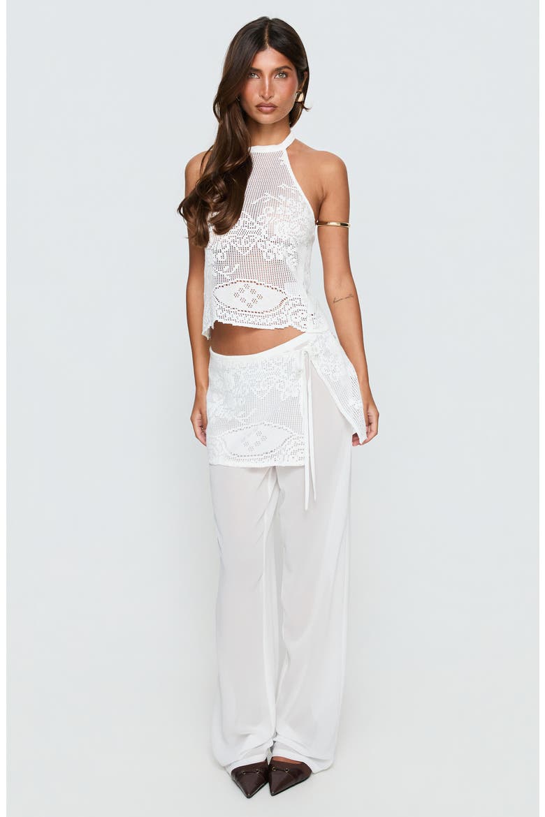Claudie Layered Lace Straight Leg Pants, Alternate, color, WHITE