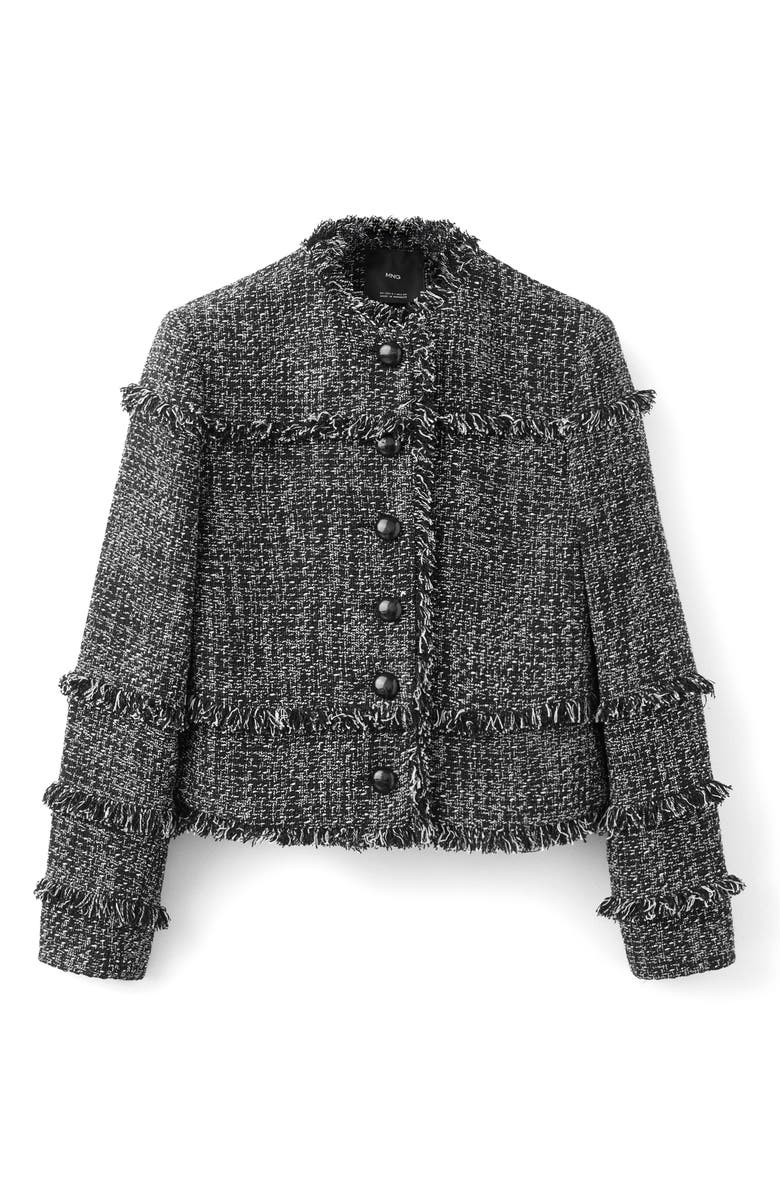 MANGO Fray Trim Tweed Jacket, Alternate, color,
