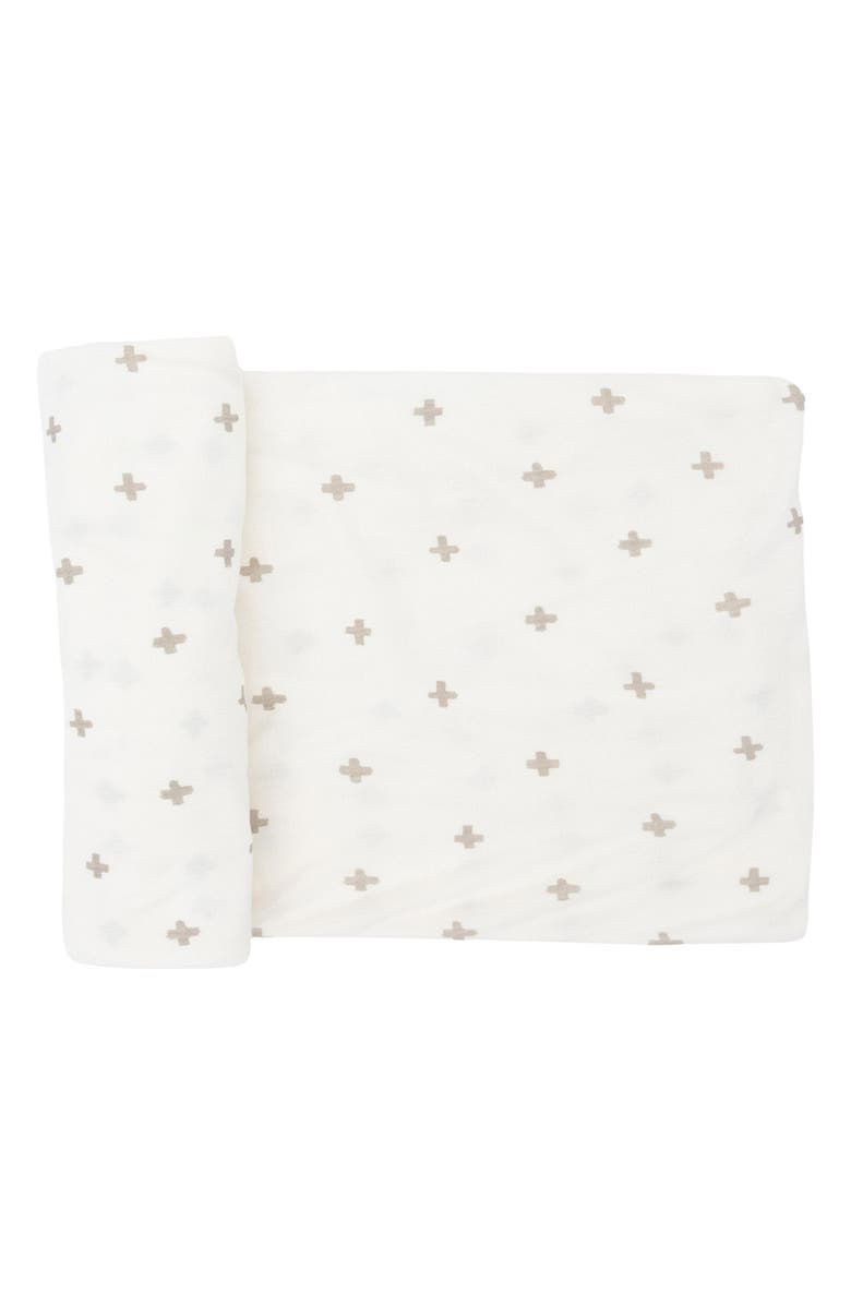 little unicorn Stretch Knit Swaddle, Main, color, Grey Cross