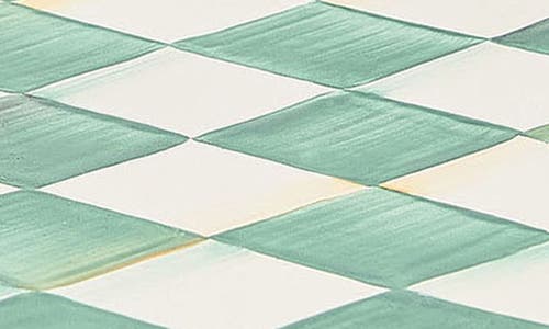 Mackenzie-childs Mackenzie Childs Emerald Check Enameled Steel Cheese Course In Green