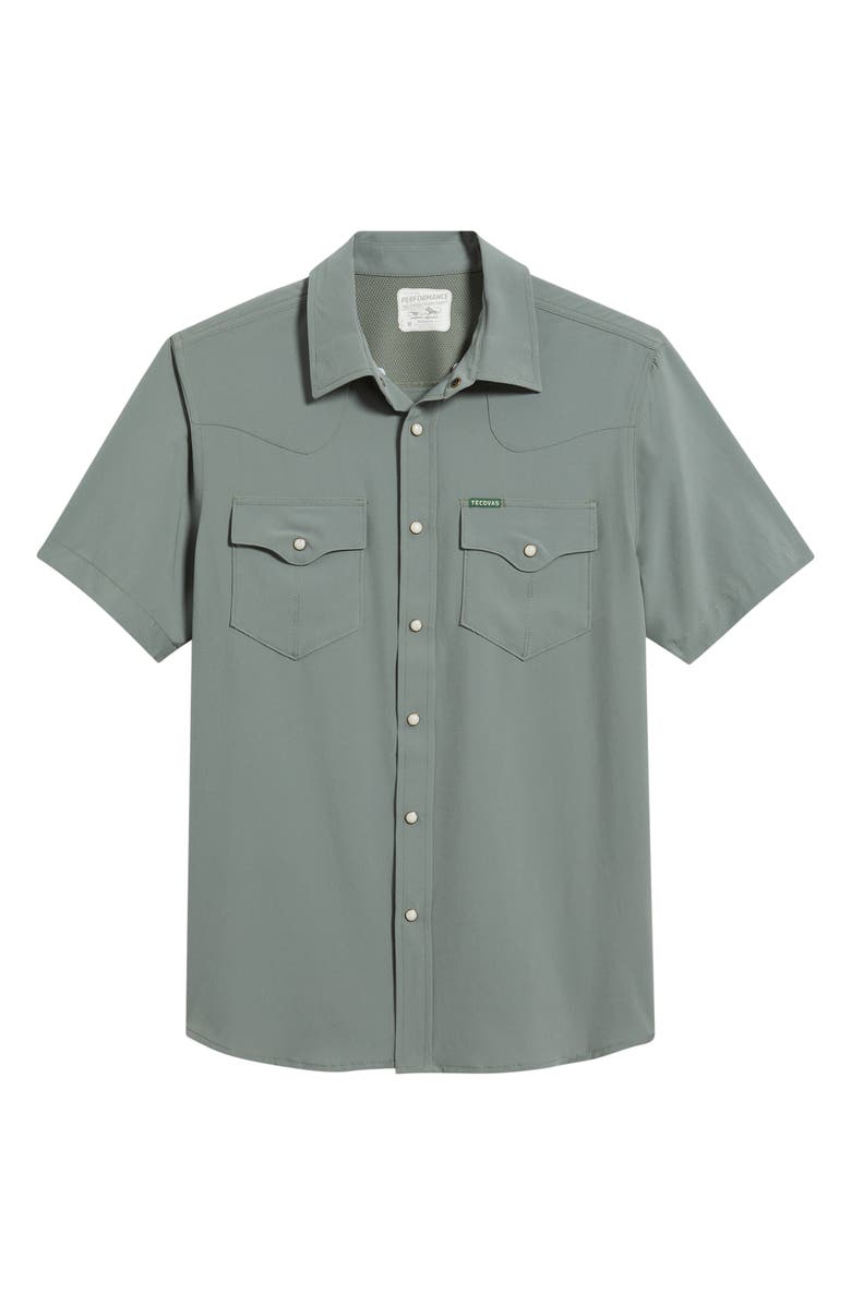 Tecovas Performance Western Short Sleeve Button-Up Shirt, Main, color, Cactus