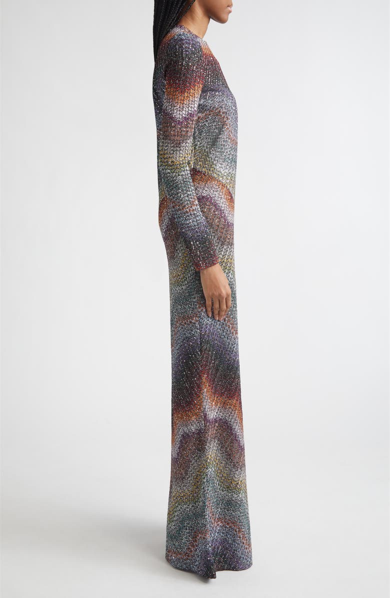 Missoni Greek Zigzag Sequin Lamé Long Sleeve Dress, Alternate, color, Multi Dark