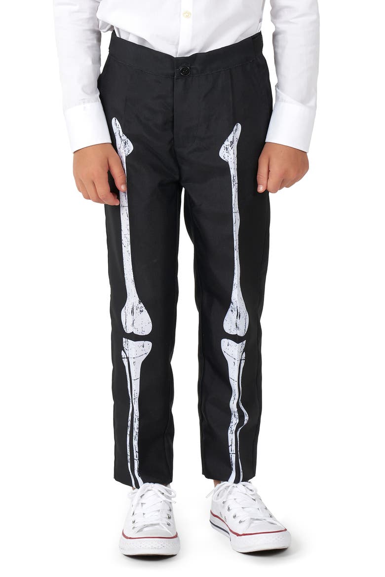 Kids' Suitmeister Skeleton Grunge Two-Piece Suit with Tie, Alternate, color, BLACK