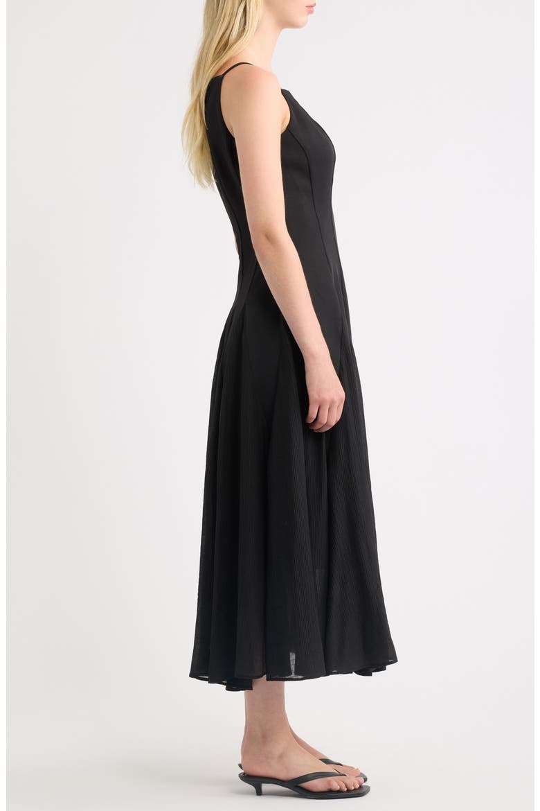 Godet Midi Dress, Alternate, color, BLACK