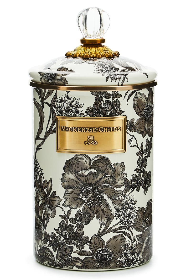 Enameled English Garden Large Canister, Main, color, STERLING