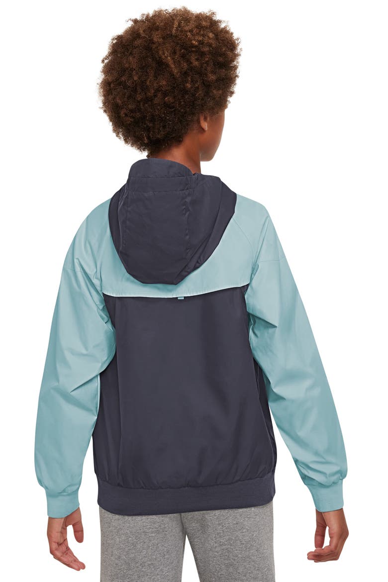 Windrunner Water Resistant Hooded Jacket, Alternate, color, GRIDIRON/ OCEAN BLISS/ WHITE