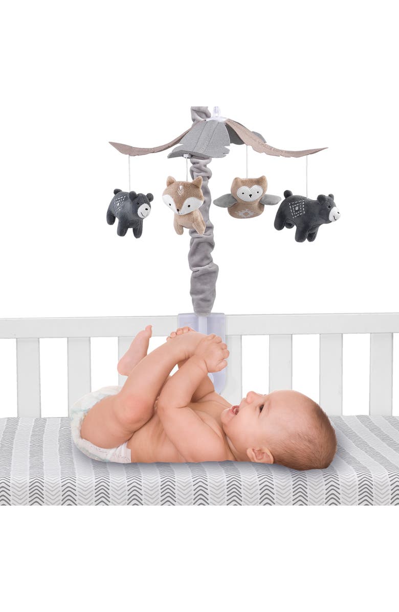 Lambs & Ivy Woodland Forest Musical Baby Crib Mobile Soother Toy, Alternate, color, Grey