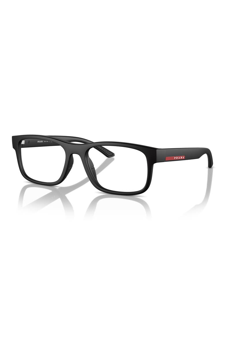 54mm Rectangular Optical Glasses, Alternate, color, BLACK RUBBER