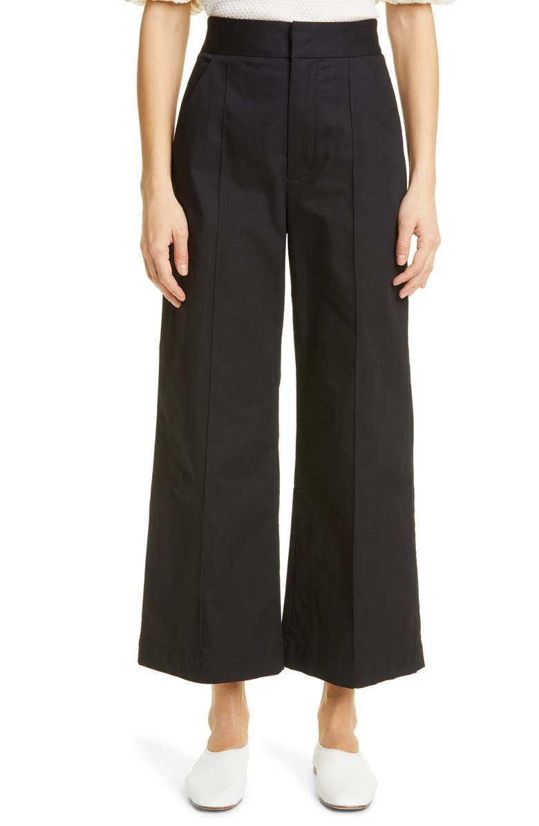 Merlette Piedra Pintuck Stretch Twill Wide Leg Ankle Pants, Main, color, 