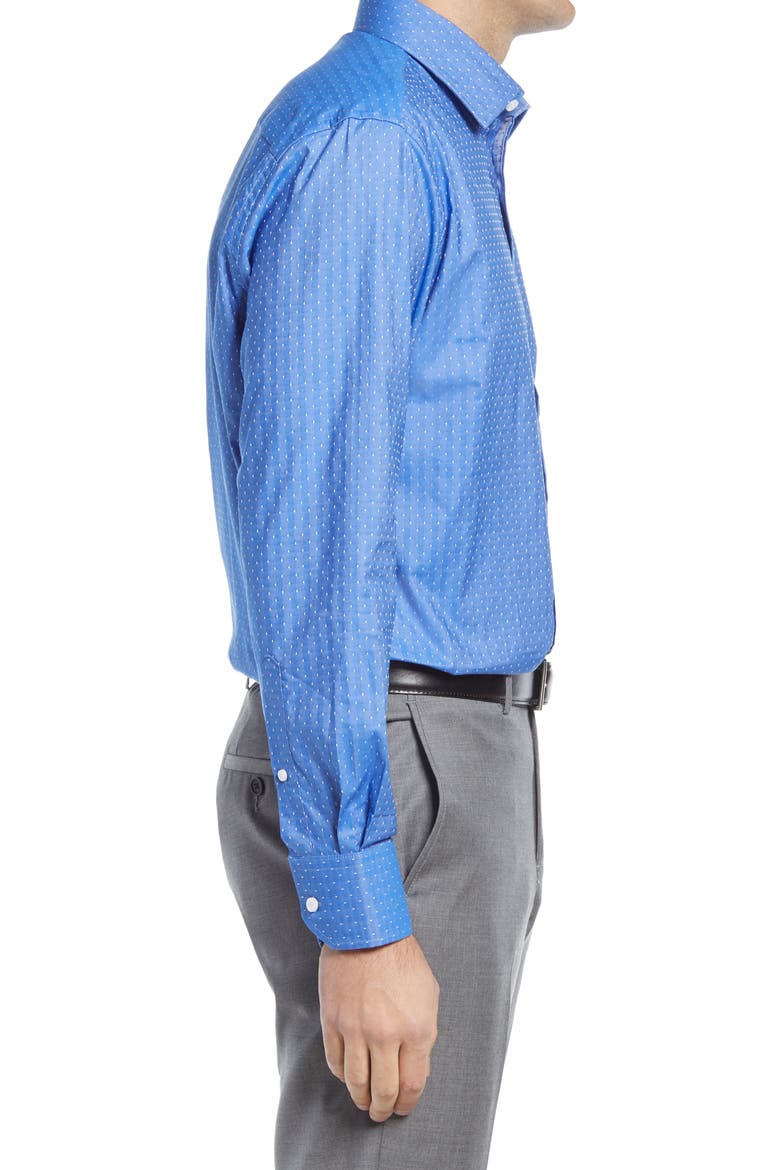 Trim Fit Dot Dress Shirt, Alternate, color, MEDIUM BLUE