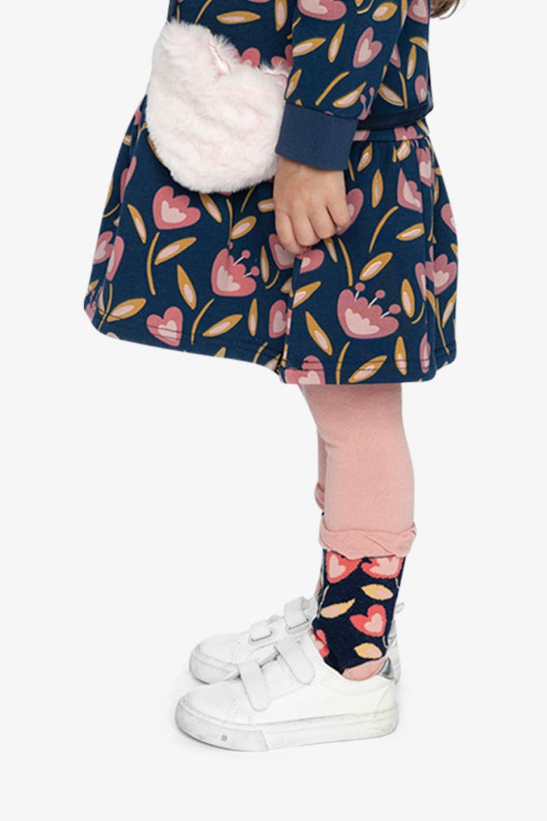 Tulip Ankle Frill Stretch Knit Tights, Alternate, color, Pale Dusty Pink and Navy
