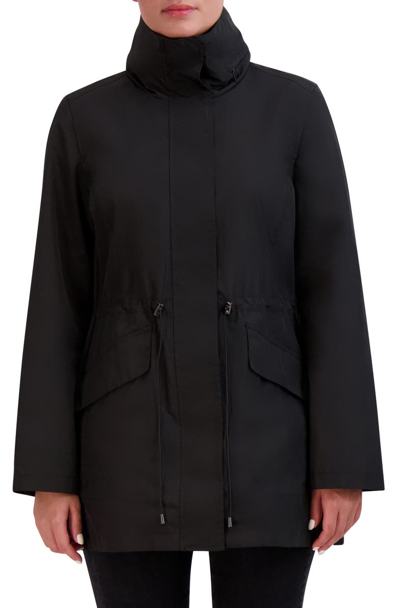 Cole Haan Water Resistant Mixed Media Rain Jacket, Main, color, 