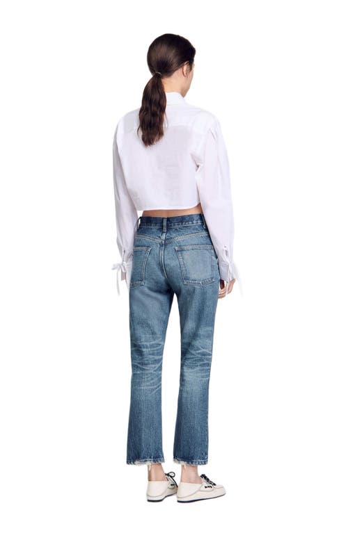 Sandro Faded High Rise Jeans In Blue Jean In Blue Jean