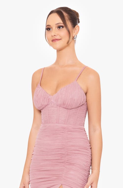Blondie Nites Ruched Corset Mermaid Gown In Pink
