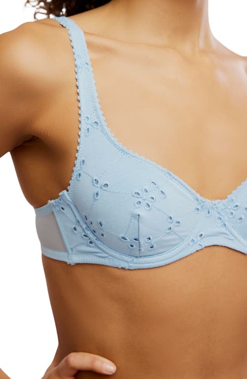 Free People Intimately Fp Home Grown Stretch Cotton Eyelet Underwire Bra In Clear Sky