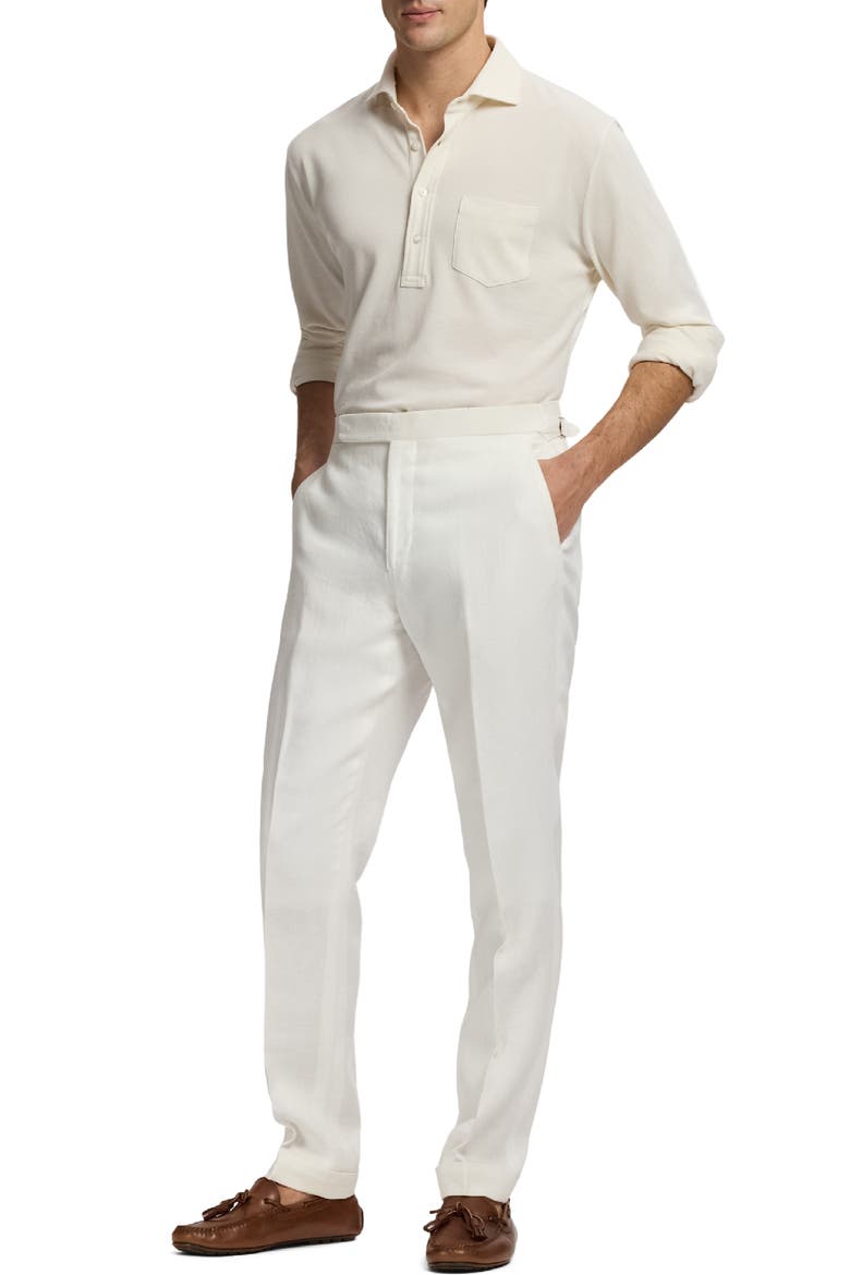 Garment Wash Long Sleeve Cotton Polo, Alternate, color, CREAM