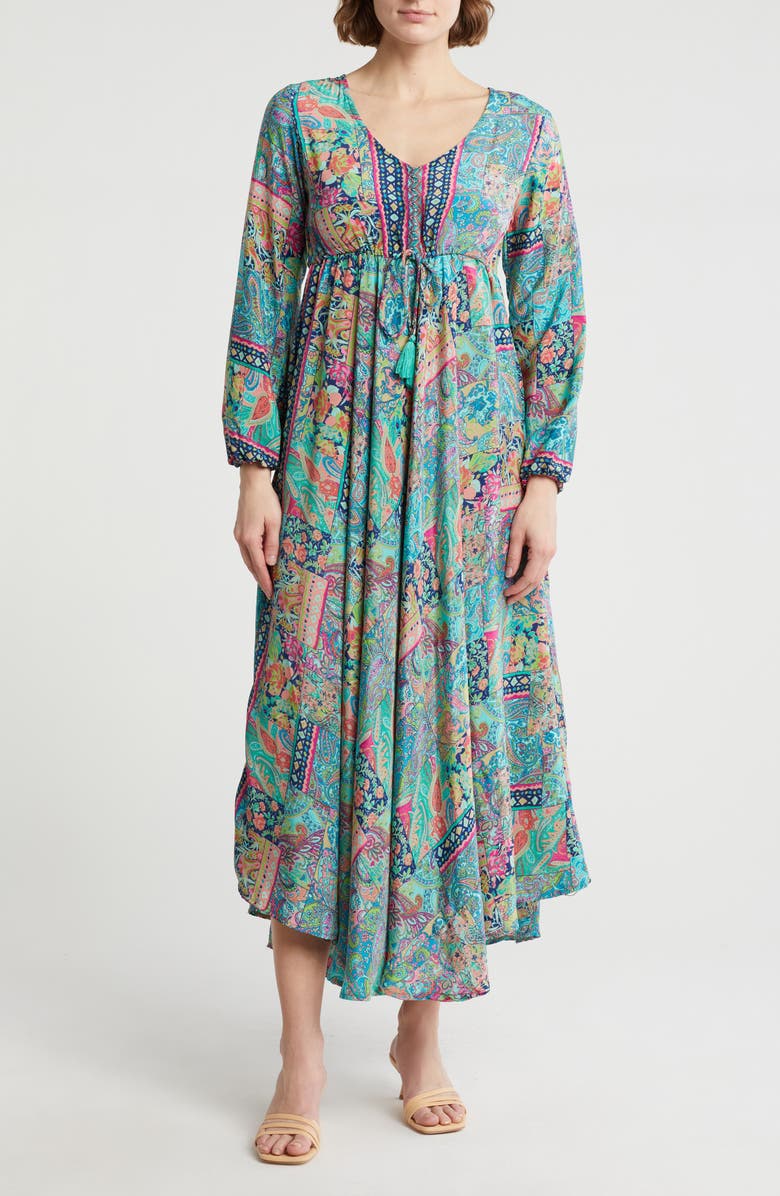 La Fiorentina Abstract Cover-Up Beach Dress, Main, color, Bright Pink/Blue