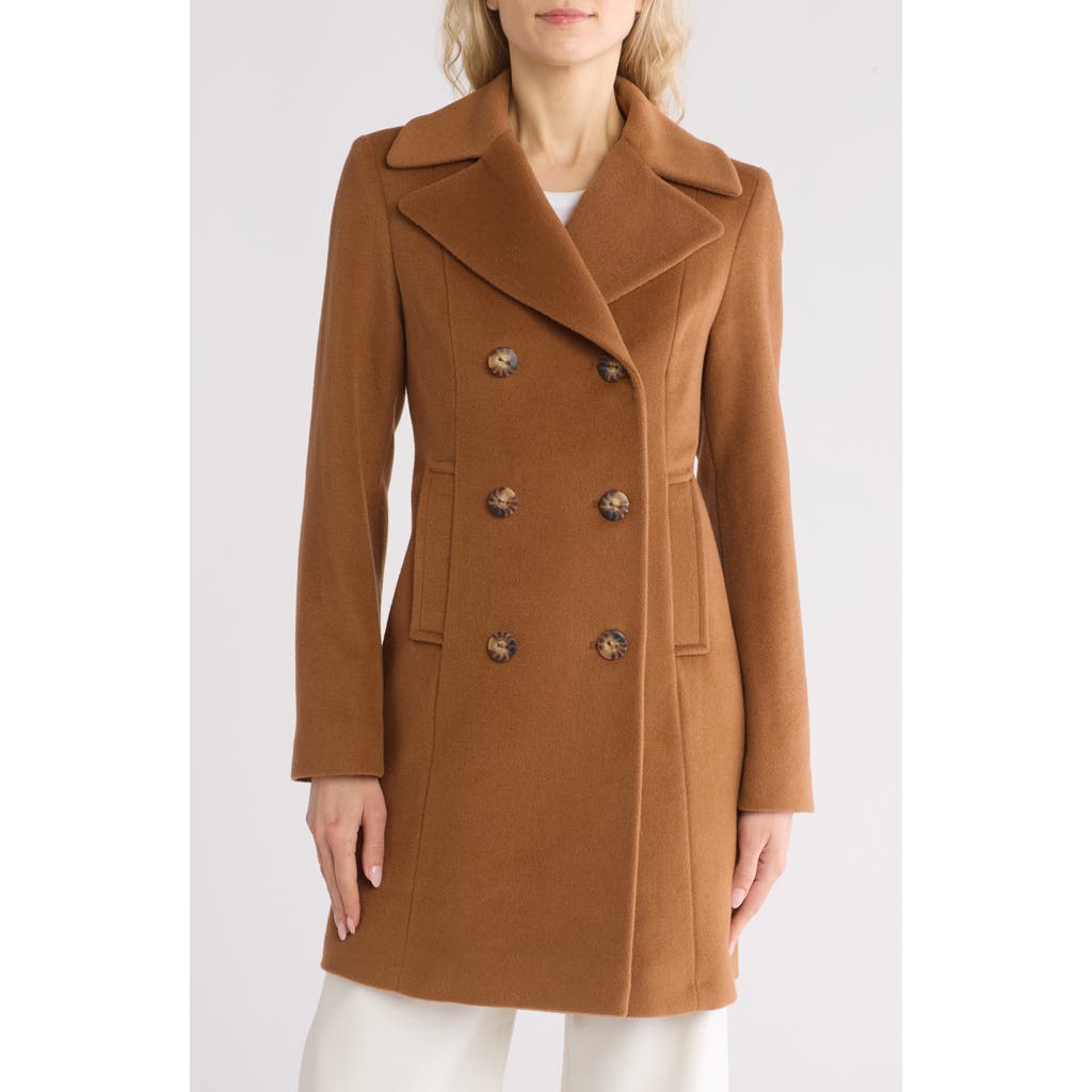 Fleurette Elongated Peacoat In Brown