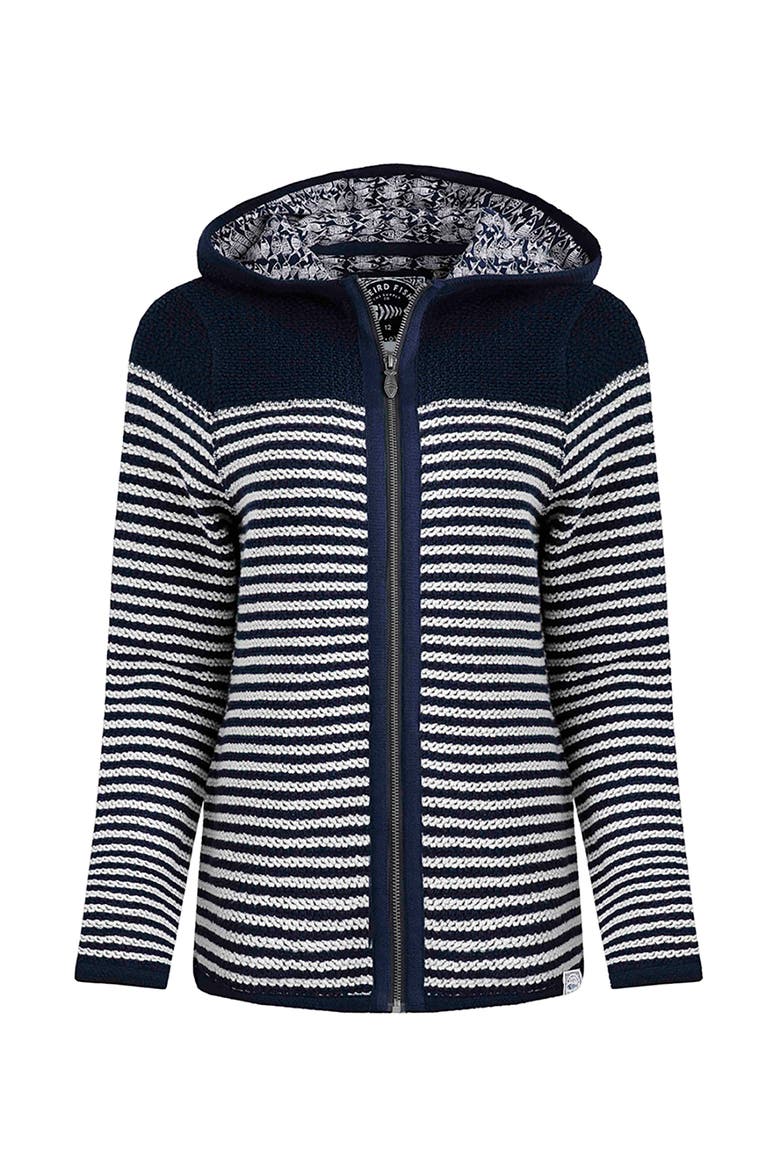 Bianca Full Zip Stripe Macaroni Hoodie, Alternate, color, Navy